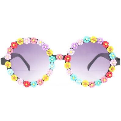 rainbow Partybrille mit buntem Blumenrand