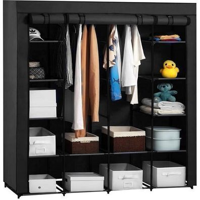 Stoffschrank XXL 170 x 170 x 45 cm Schwarz Retoo