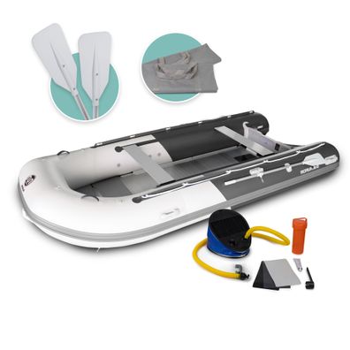 DA-420 Aufblasbares Schlauchboot, 420 cm, grau - dunkelgrau, Aluminiumboden, inkl