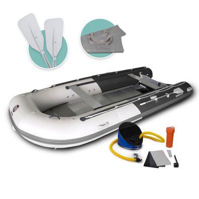 DA-470 Aufblasbares Schlauchboot, 470 cm, grau - dunkelgrau, Aluminiumboden, inkl