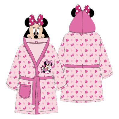 Disney Minnie Mouse Bademantel mit Kapuze Gürtel & Tasche für Mädchen Rosa