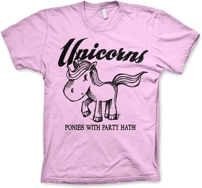 Hybris Unicorns Ponies With Party Hats T-Shirt Pink