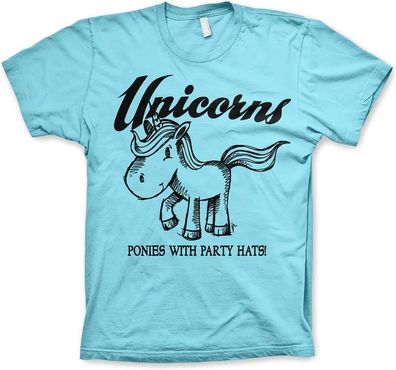 Hybris Unicorns Ponies With Party Hats T-Shirt Skyblue