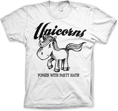 Hybris Unicorns Ponies With Party Hats T-Shirt White