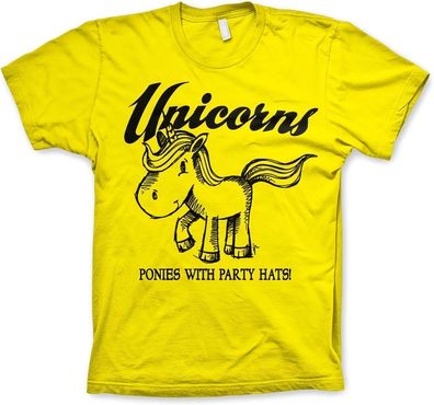 Hybris Unicorns Ponies With Party Hats T-Shirt Yellow