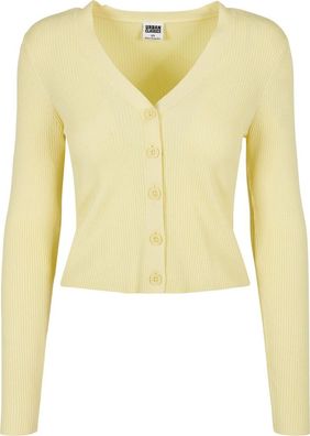 Urban Classics Damen Ladies Short Rib Knit Cardigan Softyellow