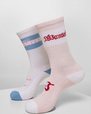 Mister Tee Trust Wanted Socks 2-Pack Lightrose/White