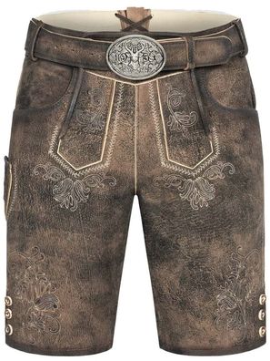 Lederhose kurz mit Gürtel Arijus braun