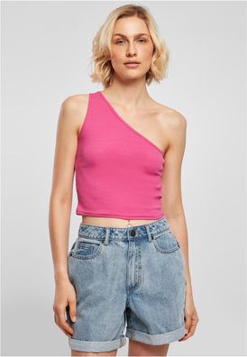Urban Classics Damen Shirt Ladies Cropped Asymmetric Top Brightviolet