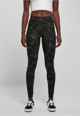 Urban Classics Damen Ladies Soft Aop Leggings Blackmarble