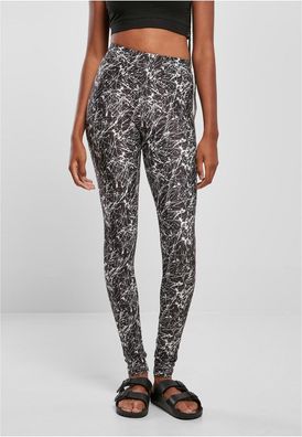Urban Classics Damen Ladies Soft Aop Leggings Blackpaint