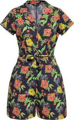 Queen Kerosin Blusen Jumpsuit QKU28001 Schwarz