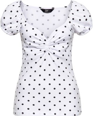 Queen Kerosin T-Shirt mit Polka-Dots QKU21027 Weiß