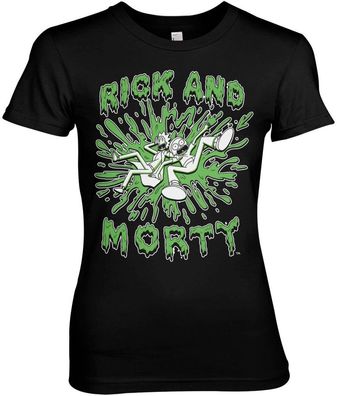 Rick And Morty Splash Girly Tee Damen T-Shirt Black
