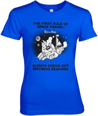 Rick And Morty Distressed Beacons Girly Tee Damen T-Shirt Blue
