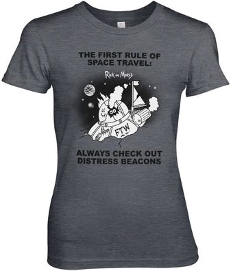 Rick And Morty Distressed Beacons Girly Tee Damen T-Shirt Dark-Heather