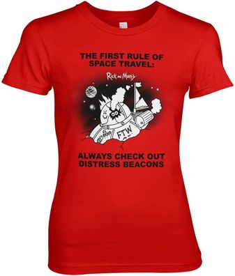 Rick And Morty Distressed Beacons Girly Tee Damen T-Shirt Red