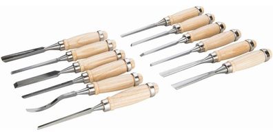 Silverline Holzbearbeitungswerkzeuge Hohl- und Stechbeitel, 12-tlg. Satz 200 mm