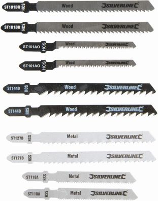 Silverline Sägeblätter Stichsägeblätter, 10-tlg. Satz 10-tlg., für Holz u