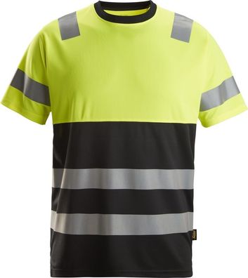Snickers Warnschutz-Shirt High-Vis T-Shirt, Klasse 1 Schwarz/High-Vis Gelb