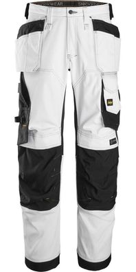 Snickers AllroundWork Stretch Loose Fit Arbeitshose mit Holstertaschen Weiß/Schwarz