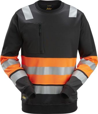 Snickers Warnschutzpullover High-Vis, Sweatshirt, Kl. 1 Schwarz/High-Vis Orange