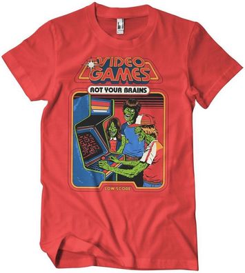 Steven Rhodes Video Games Rot Your Brains T-Shirt Red
