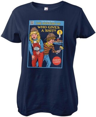 Steven Rhodes The Mystery Of Who Gives A Sh*T Girly Tee Damen T-Shirt Navy