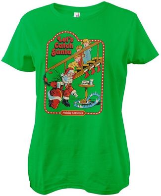 Steven Rhodes Let'S Catch Santa Girly Tee Damen T-Shirt Green