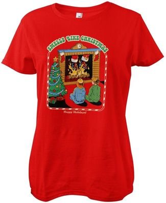 Steven Rhodes Smells Like Christmas Girly Tee Damen T-Shirt Red