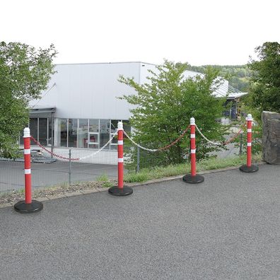 Kettenpfosten Set mit 4 Kettenständern, 6 m Kette, Rohr Ø 70 mm, Höhe 1000 mm