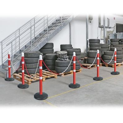 Kettenpfosten Set mit 6 Kettenständern 10 m Kette, Rohr Ø 70 mm, Höhe 1000 mm