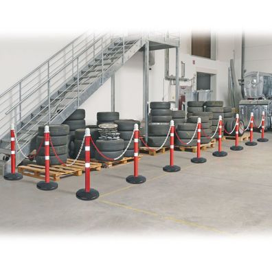 Kettenpfosten Set mit 10 Kettenständern, 18 m Kette, Rohr Ø 70 mm, Höhe 1000 mm