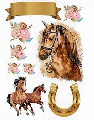 Braunes Pferd Essbar Pferd Tortenaufleger Torte Geburstag Zuckermasse + NAME