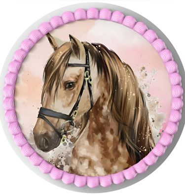 braunes Pferd Essbar Horse Zuckermasse Tortenbild Tortenaufleger + 4 Muffin
