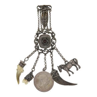 Charivari Kette für Lederhose Rock Silber 835 Granat Second Hand wie neu 25325929