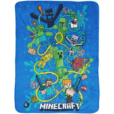 Minecraft Decke Slurp 150x200 cm Kuscheldecke passend zur Bettwäsche