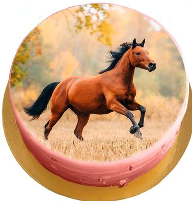 Horse Essbar braunes Pferd Zuckermasse Tortenbild Tortenaufleger + 4 Muffin01