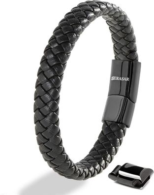 Serasar, lederarmband "Steady" für herren, mit magnetverschluss