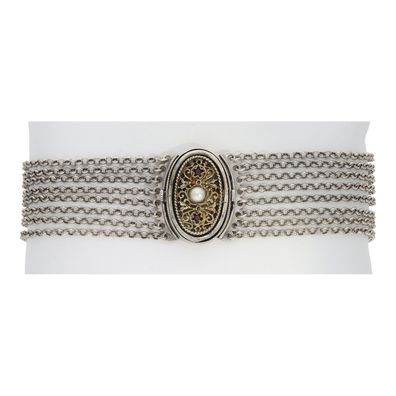Kropfkette echt Silber 835 Gold plattiert Tracht Perle Granat Second Hand 25325928