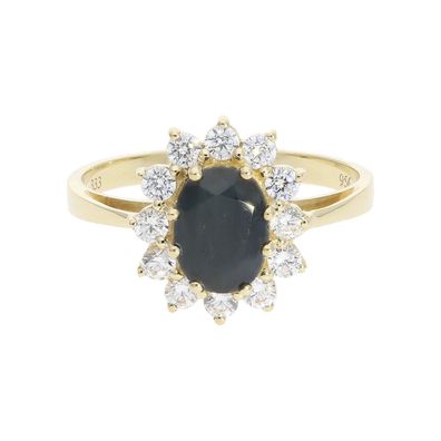 Damenring Gold 333 dunkler Saphir synthetischer Zirkonia Second Hand wie neu 25325878