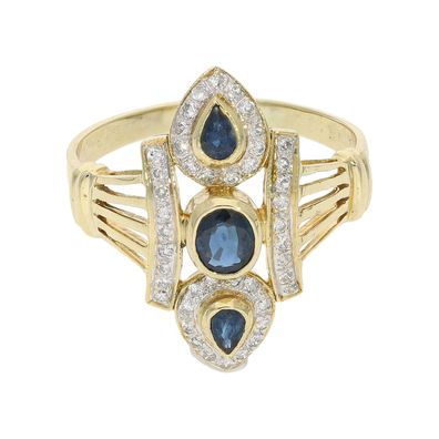 Diamantring Damen Gold 585 Saphir Second Hand wie neu 25325877 getragen