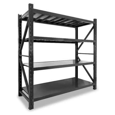 Lagerregal 200x60x200cm 300kg Schwerlastregal Regal Kellerregal 4 Böden Schwarz