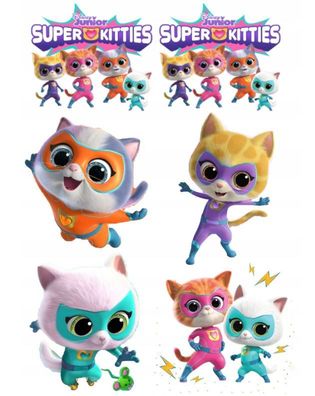 Cat Essbar superkitties Tortenaufleger Torte Geburstag Zuckermasse + NAME