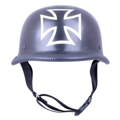 Motorrad Matt Schwarz Helm Deutsche Halbschale Biker Helme Custom Eisene Kreuz