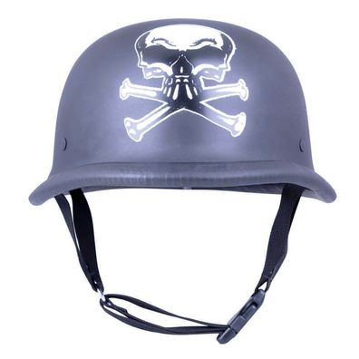 Motorrad Matt Schwarz Helm Deutsche Halbschale Biker Helme Custom Skull