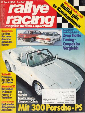 rallye racing 4 / 1986, Mazda, Honda, Alfa, Mercedes 190, Formel 1, IMSA