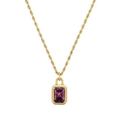 Joop! Damen Anhänger mit Halskette 2040532 Edelstahl, Gold plattiert, Zirkonia, lila