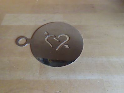 Kaffeeschablone Schablone Latte Cappu Kuchen Metall Herz mit Pfeil/ ca.10,5cm Ø