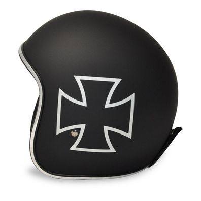 Alpha Speeds Jet Helm Biker Chopper Motorrad Jet Helm Custom Retro Eisen Kreuz